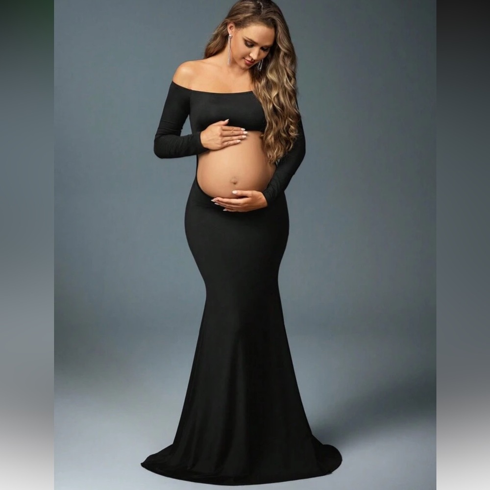 SHEIN Maternity Off Shoulder Long Sleeve Dress